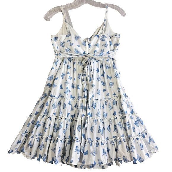 B Smart Dress Juniors Womens Sz 7 Mini Tiered Butterfly Y2K Coquette Babydoll - Picture 2 of 15